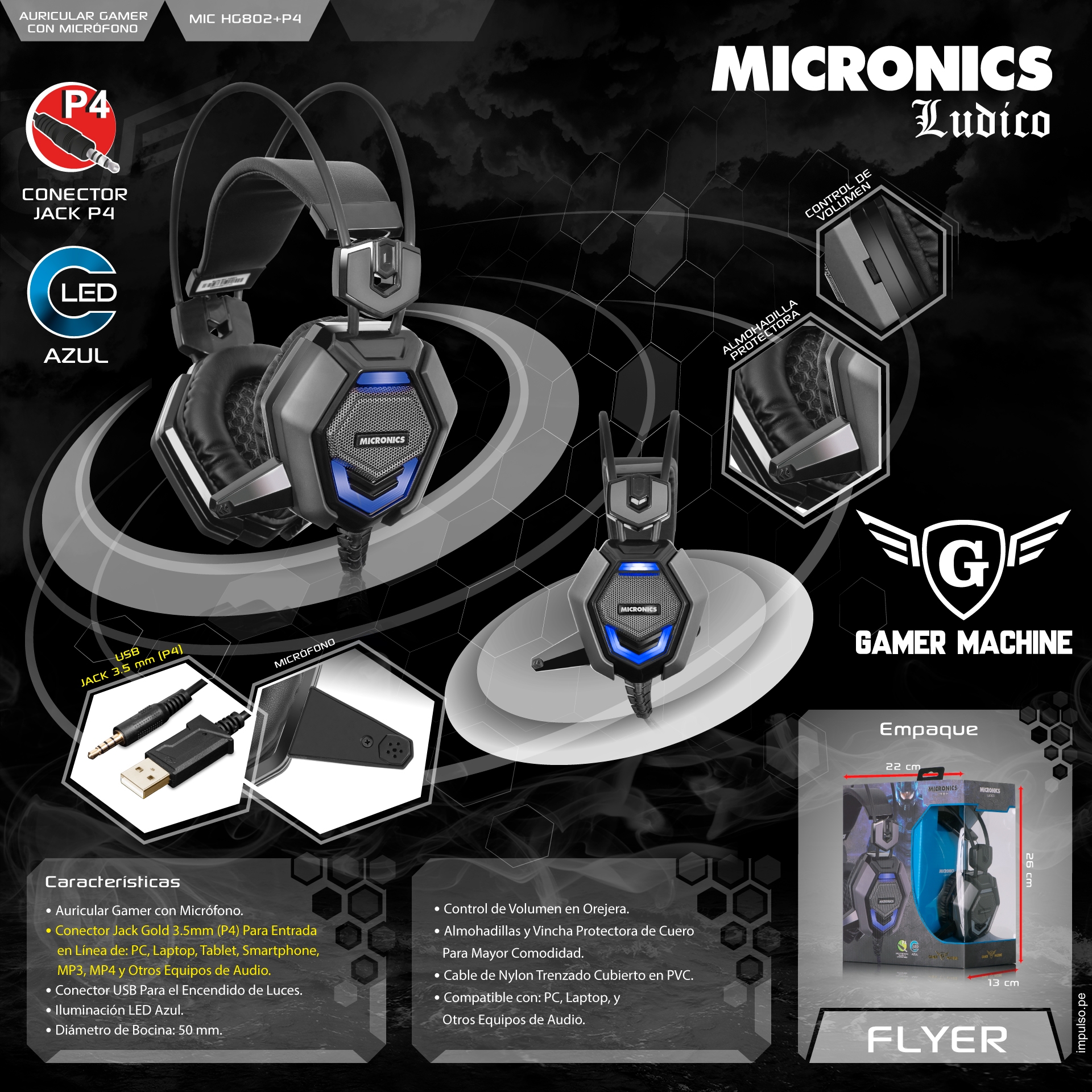 AUDIFONOS PARA PC MICRONICS MIC-H68802 P4